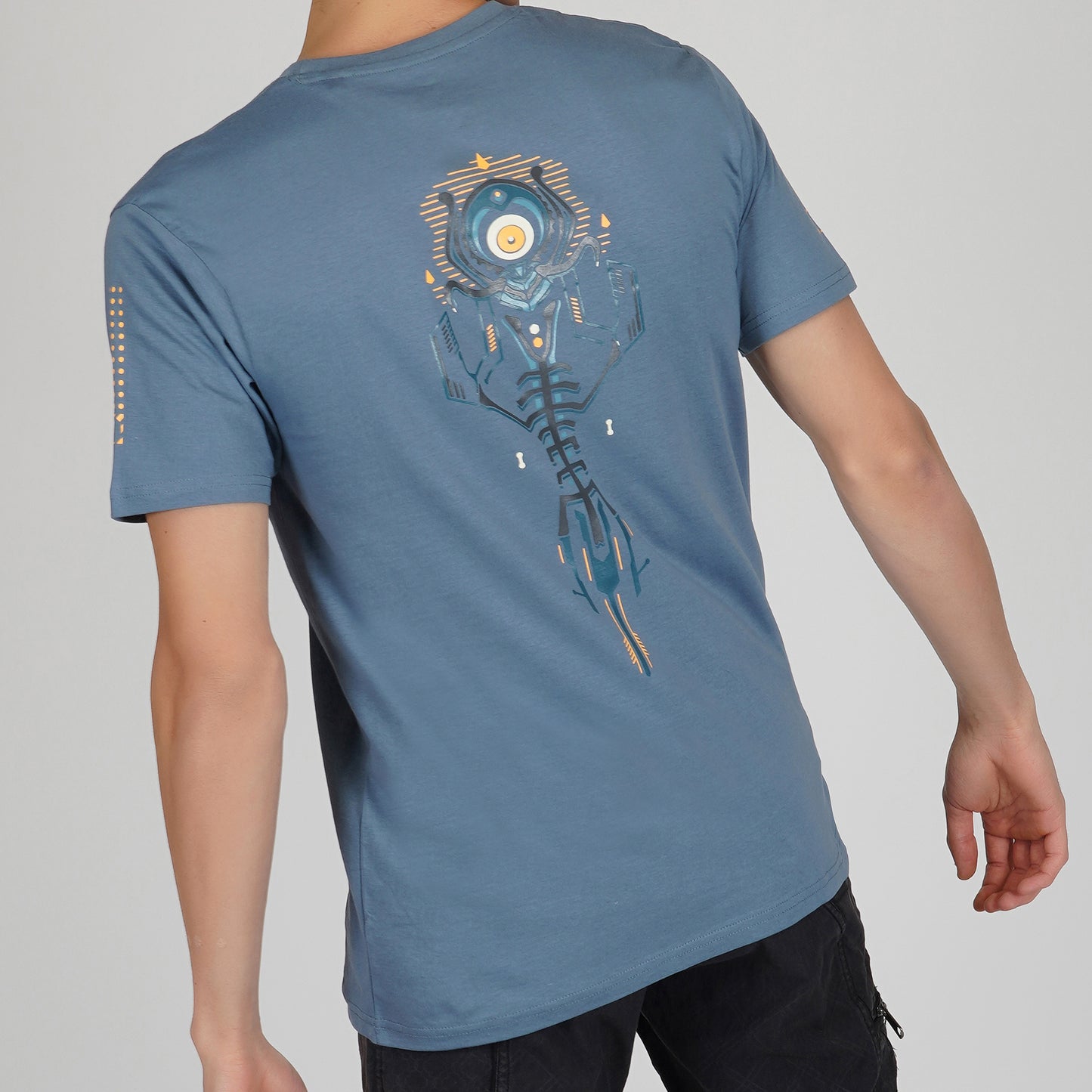 Oni T-shirt met ronde hals en halve mouwen in oceaanblauwe kleur