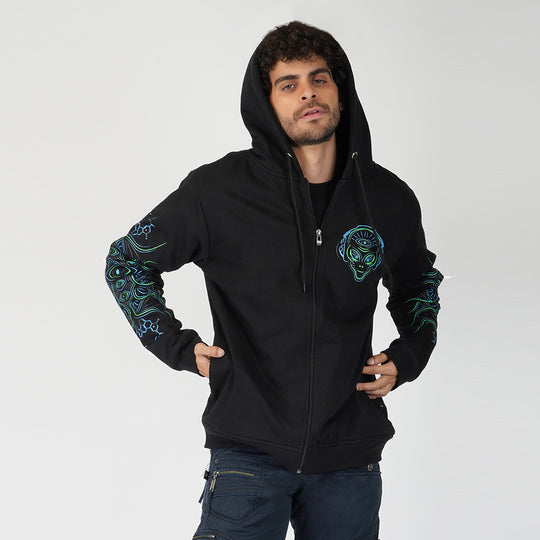DJ Alien UV-licht reactieve katoenen hoodie