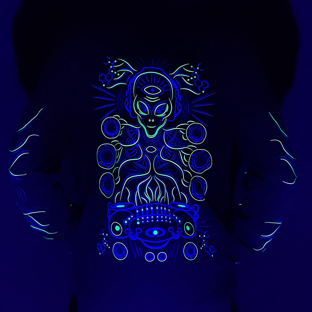 DJ Alien UV-licht reactieve katoenen hoodie