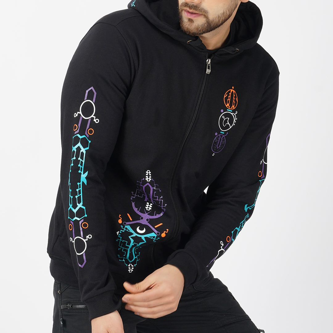 Bull Parade katoenen hoodie met ritssluiting UV Plus Glow In Dark