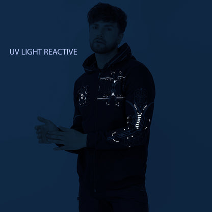 Teknomorph katoenen hoodie met ritssluiting UV Plus Glow In Dark