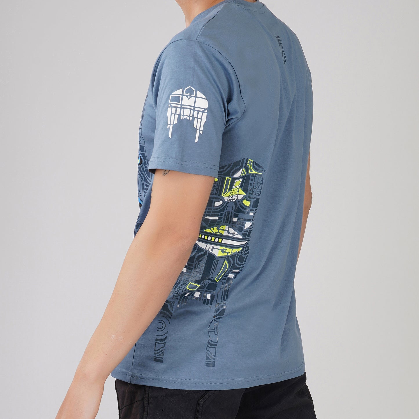 Alien T-shirt met ronde hals en halve mouw in oceaanblauw