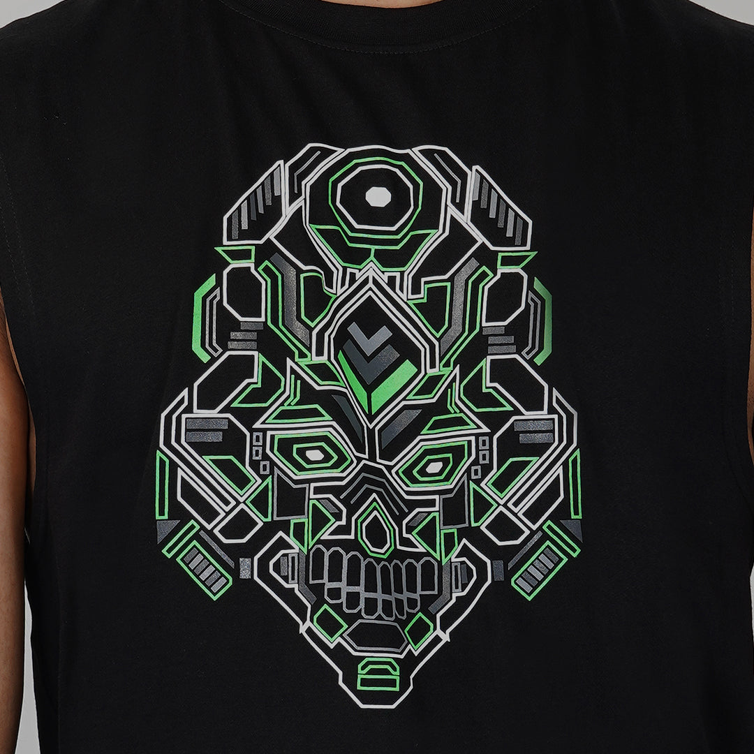 Cyberpunk Skull UV Reactive &amp; Glow in the Dark Cut Sleeve