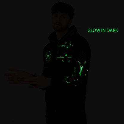 Teknomorph zip up Cotton Hoodie UV Plus Glow In Dark