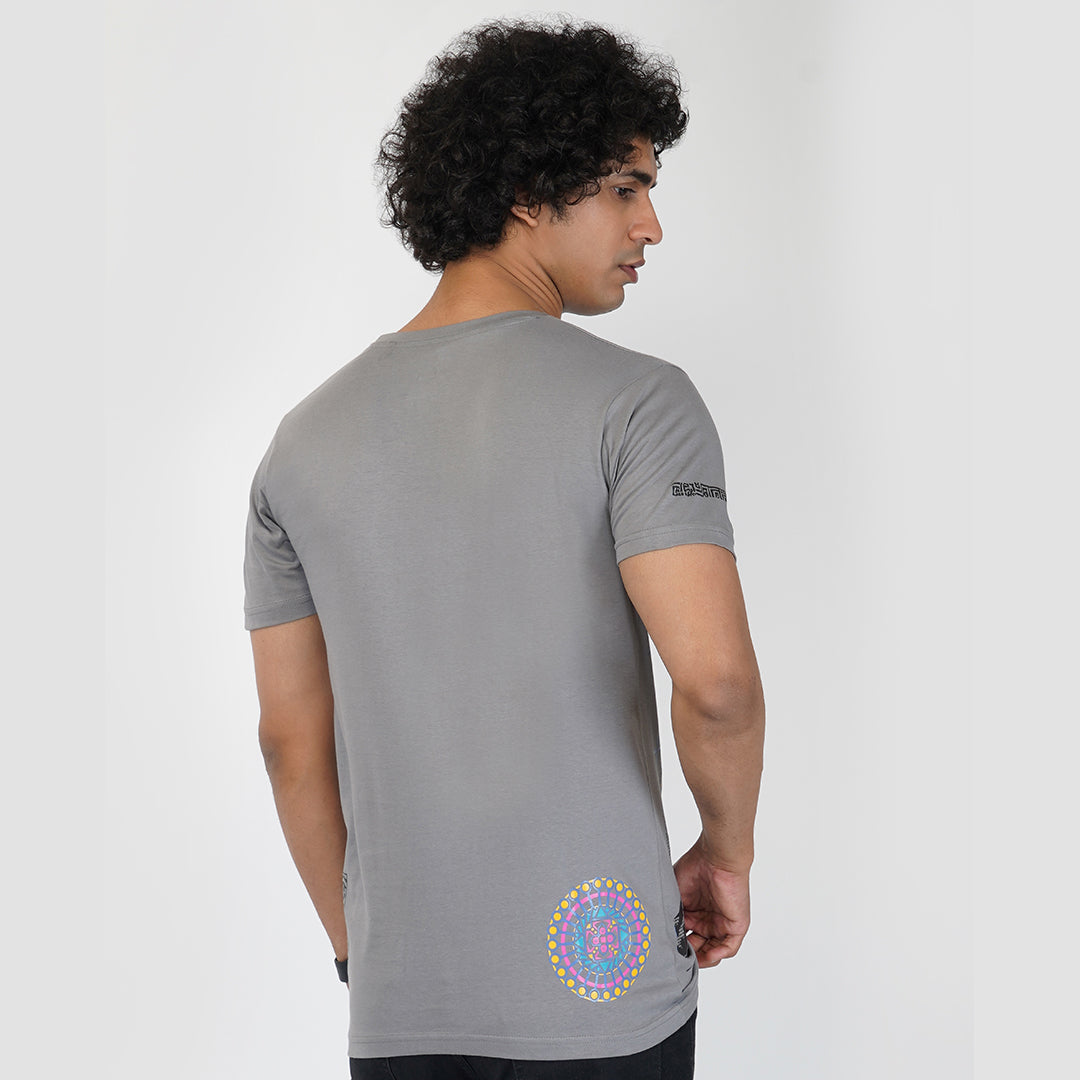 Rivermonk Round Neck Grey Half Sleeve T-Shirt