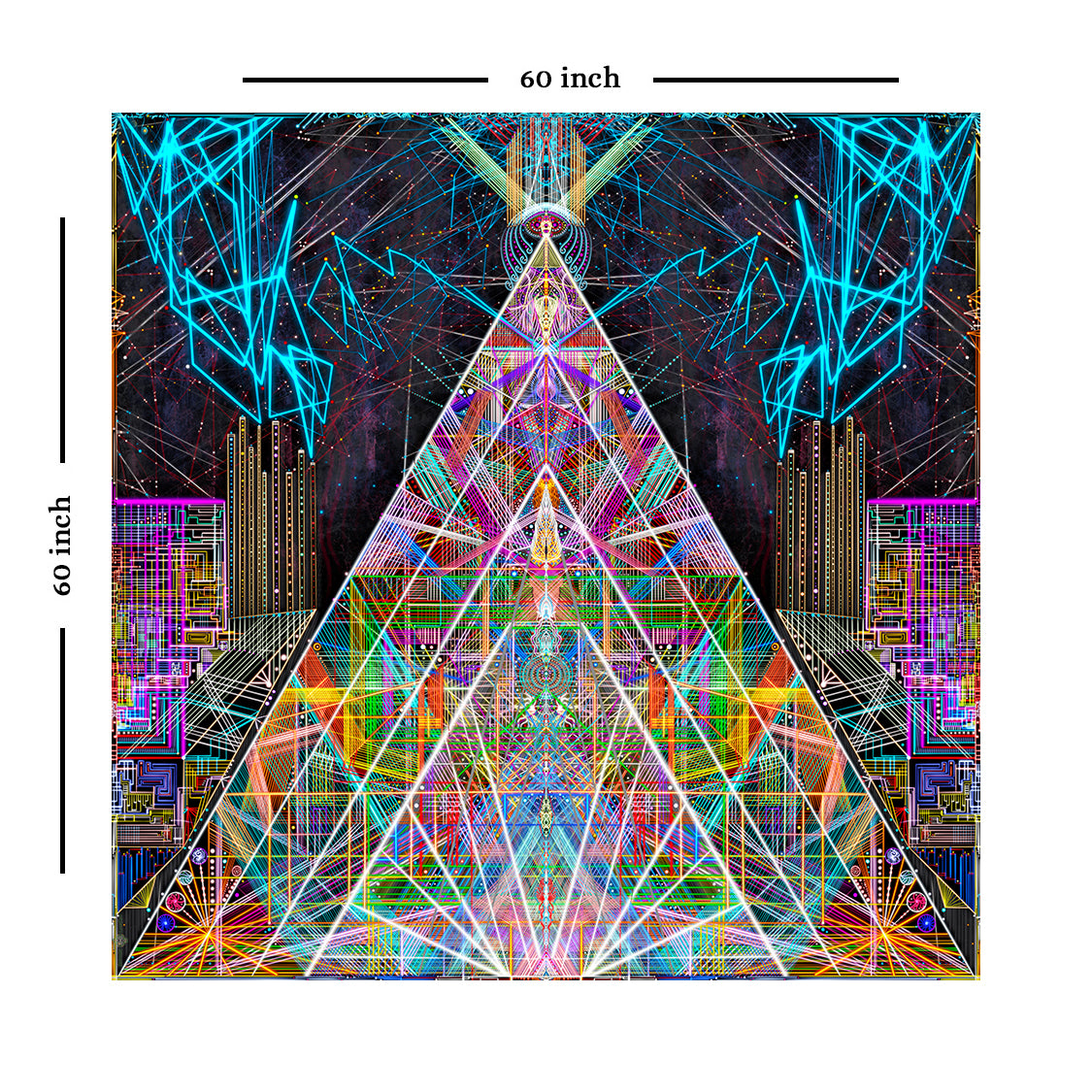 Bewustzijn van piramide wandtapijt (veelkleurig, 150 x 150 cm)