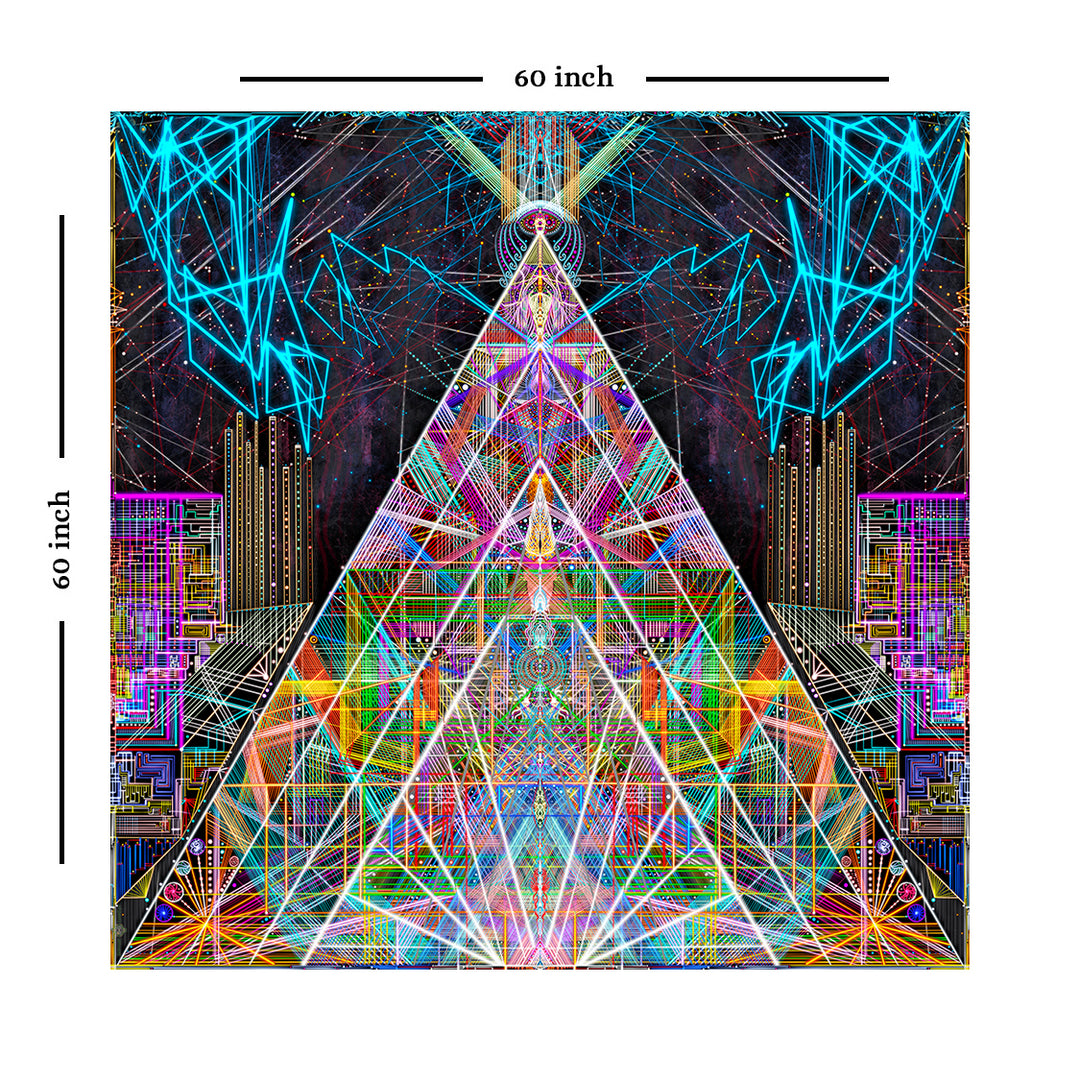 Bewustzijn van piramide wandtapijt (veelkleurig, 150 x 150 cm)