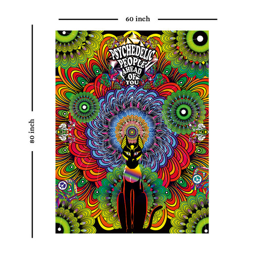 Psychedelic People Ahead of you Wall Hanging Tapestry (Multicolour, 80 x 60 inch)