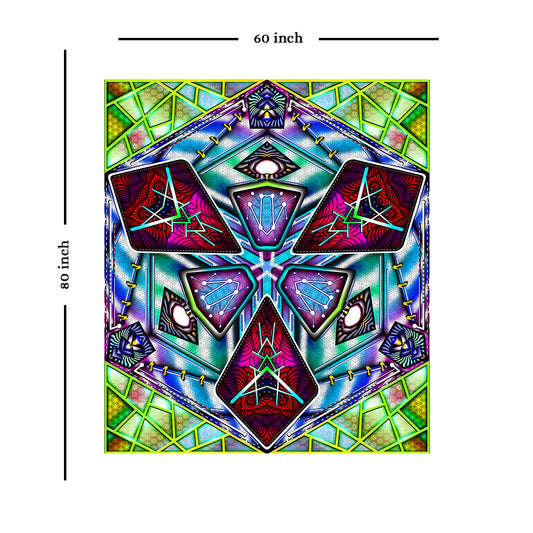 Tapisserie murale hexagramme (multicolore, 80 x 60 pouces)
