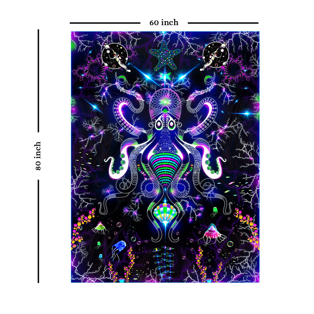 Electric Octopus Wall Hanging Tapestry (Multicolour, 80 x 60 inch)